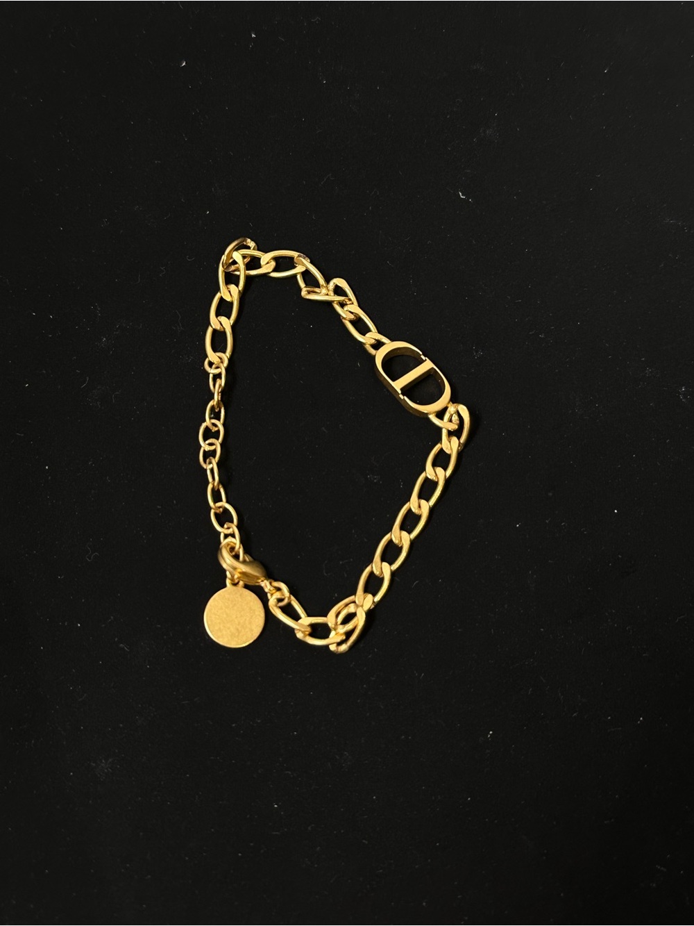 Dior Gold Chain Link Bracelet with Round Charm - Women Jewelry